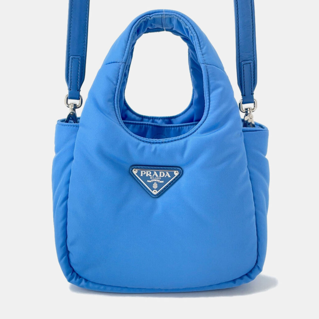 Prada Padded Re-Nylon 2-Way Handbag Light Blue Nylon