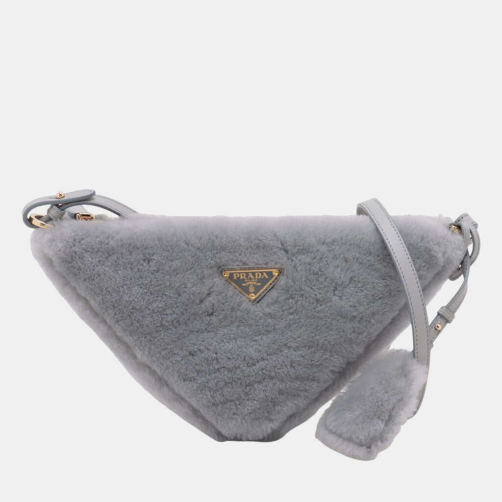 Triangle Mini Shearling Satchel Bag Triangle Mini Shearling Satchel Bag