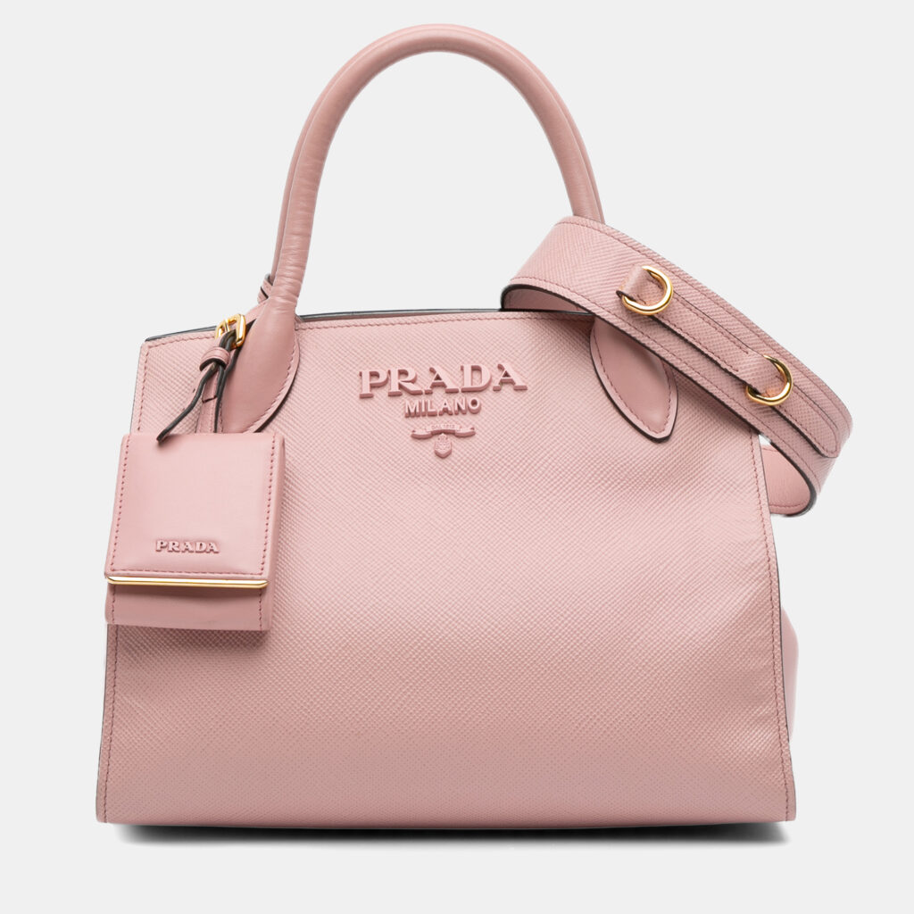Prada Pink Small Saffiano Cuir Monochrome Top Handle Tote