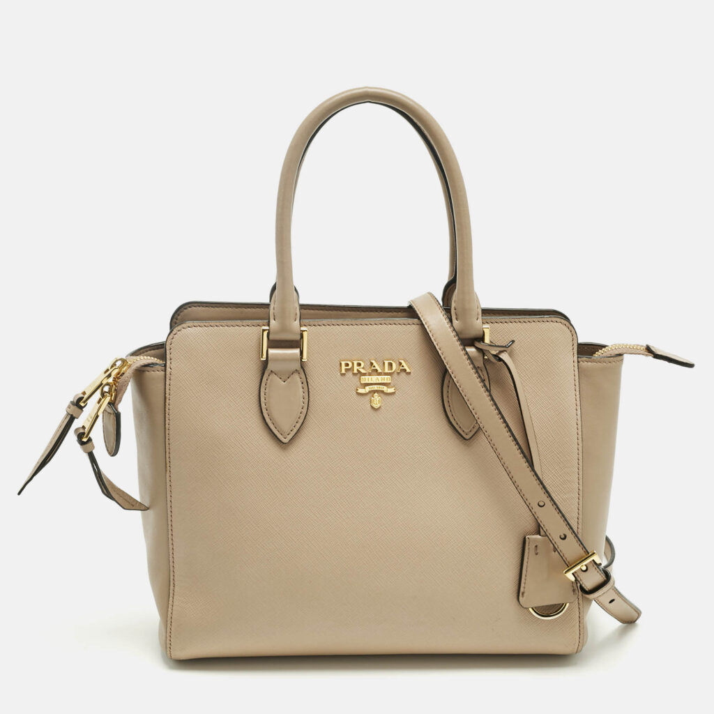 Prada Beige Saffiano Leather 2Way Tote Prada Beige Saffiano Leather 2Way Tote