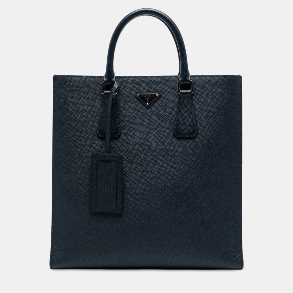 Prada Navy Blue Saffiano North South Tote Prada Navy Blue Saffiano North South Tote