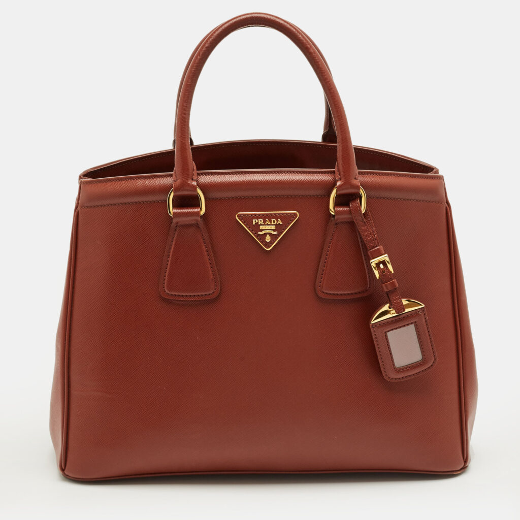 Prada Brick Brown Saffiano Lux Leather Parabole Tote Prada Brick Brown Saffiano Lux Leather Parabole Tote