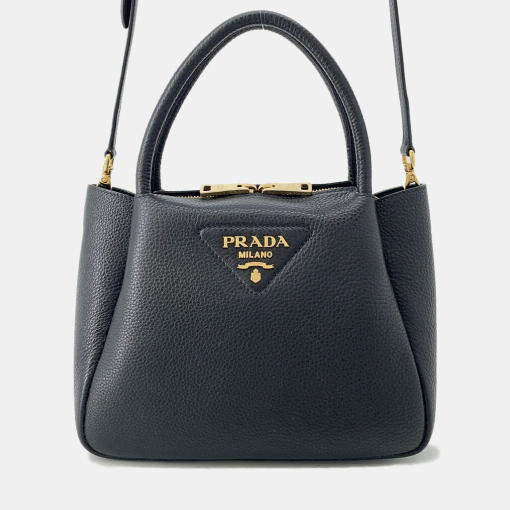 Prada Vitello Dino 2Way Handbag Black Leather Prada Vitello Dino 2Way Handbag Black Leather