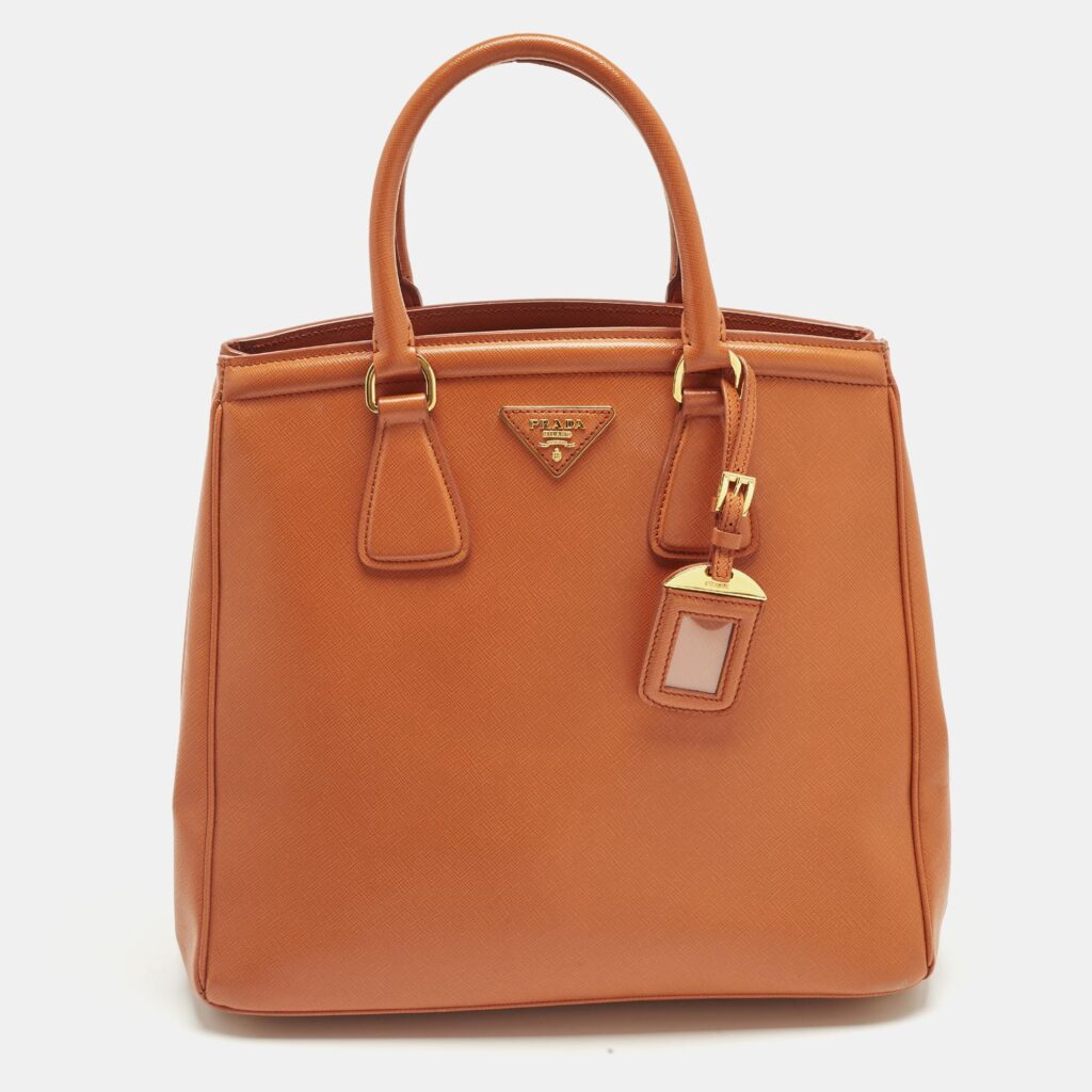 Prada Parabole Orange Saffiano Lux Leather Tote Prada Parabole Orange Saffiano Lux Leather Tote