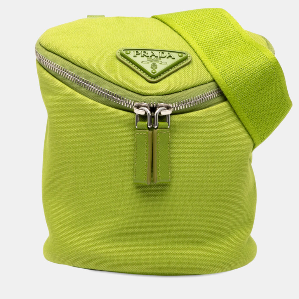 Prada Green Canvas Zipped Crossbody