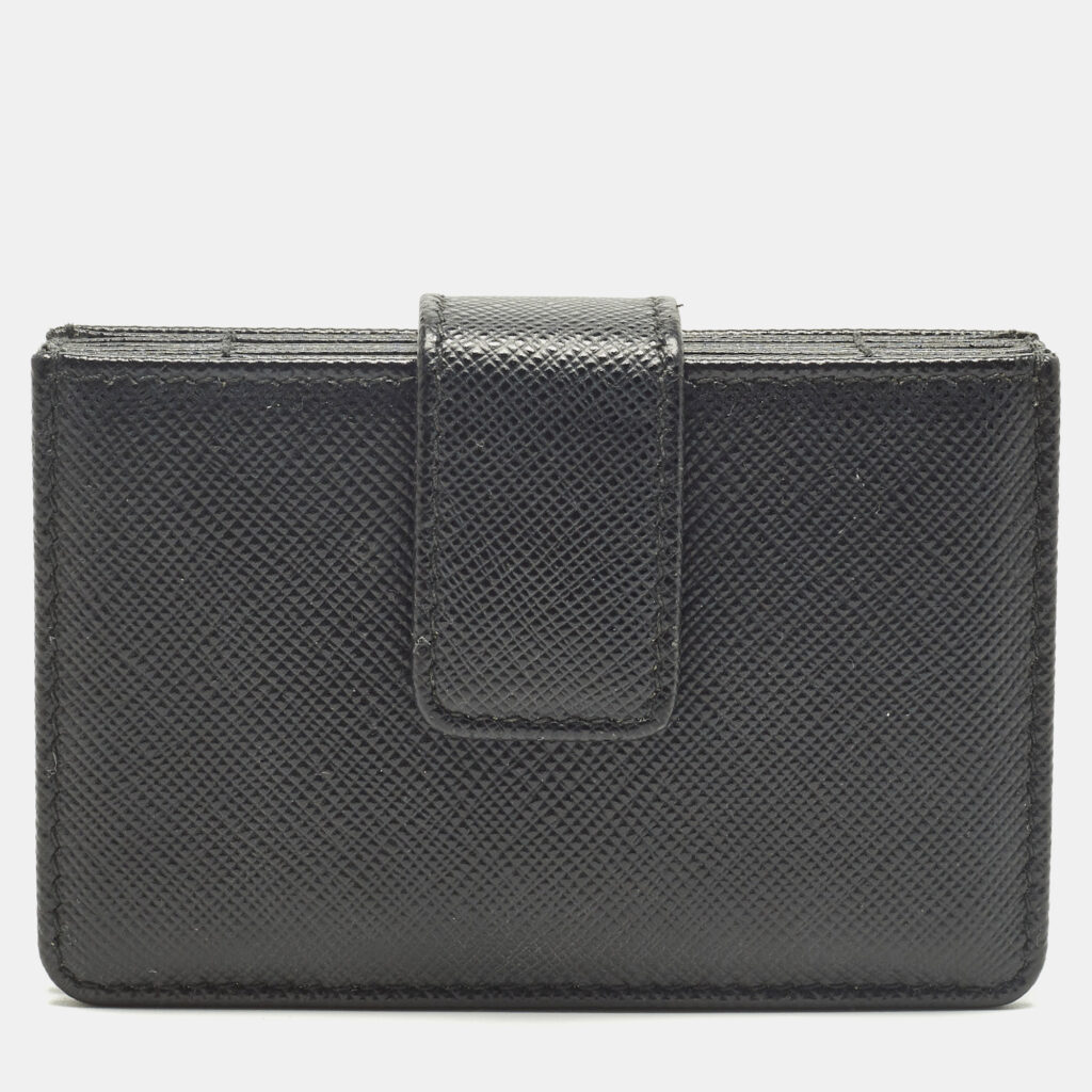 Prada Accordian Black Saffiano Leather Card Case Prada Accordian Black Saffiano Leather Card Case