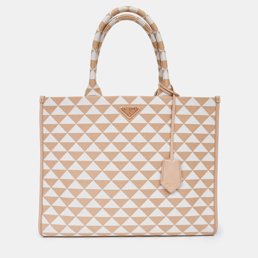 Prada Beige/White Woven Large Symbole Tote Prada Beige/White Woven Large Symbole Tote