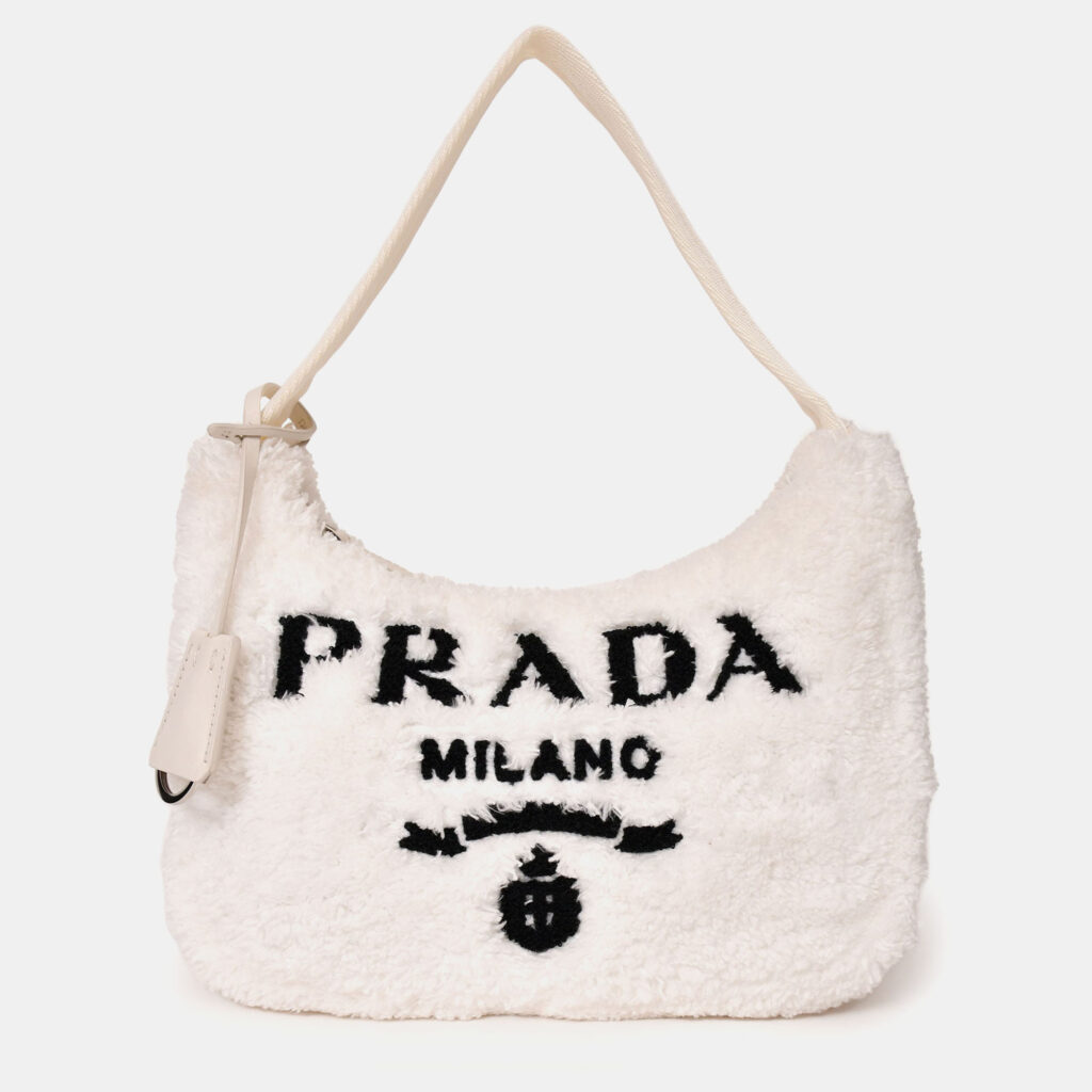 Prada White Terry Cloth Re-Edition 2000 Shoulder Bag Prada White Terry Cloth Re-Edition 2000 Shoulder Bag