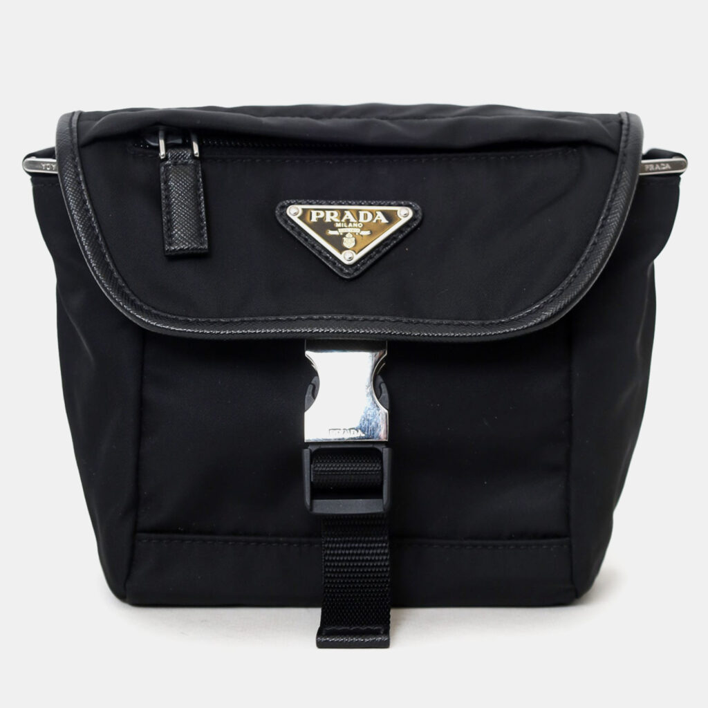Prada Black Re-Nylon and Saffiano Leather Small Shoulder Bag Prada Black Re-Nylon and Saffiano Leather Small Shoulder Bag