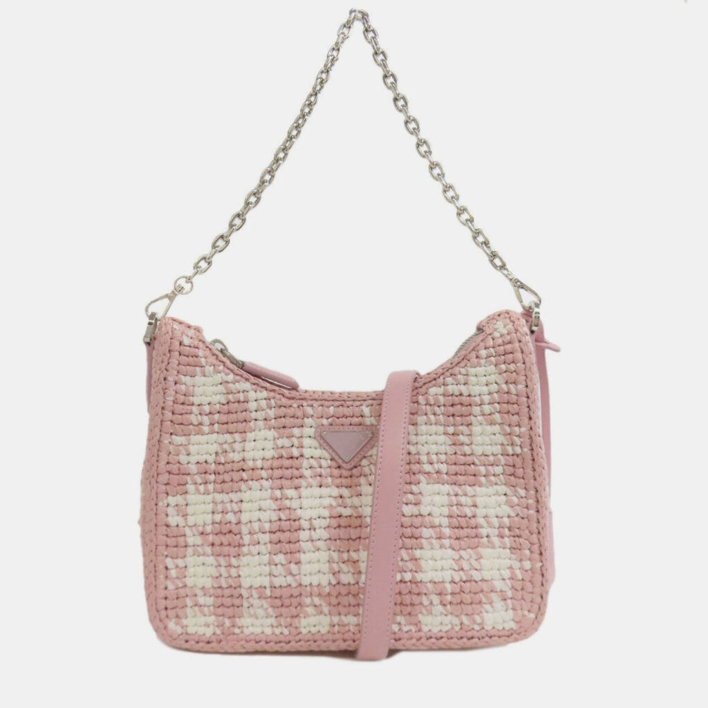 Prada Pink Straw Handbag
