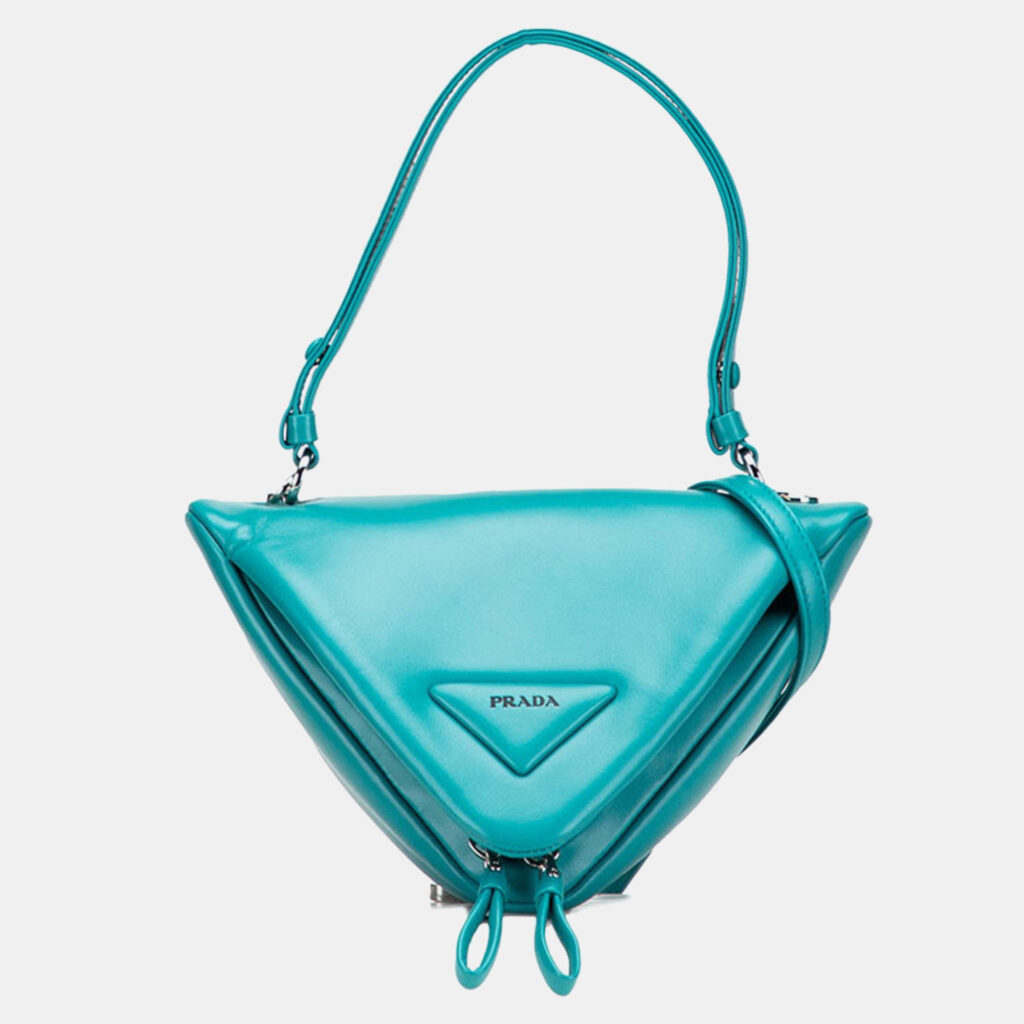Prada Triangle Handbag/Shoulder Bag Blue-Green Padded Nappa Leather Prada Triangle Handbag/Shoulder Bag Blue-Green Padded Nappa Leather