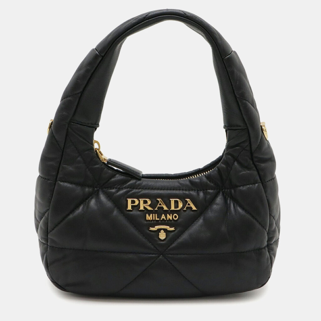 luxury-women-prada-used-handbags-p1248637-001-1.jpg Prada Quilted Padded Nappa Leather Handbag In Black Nero