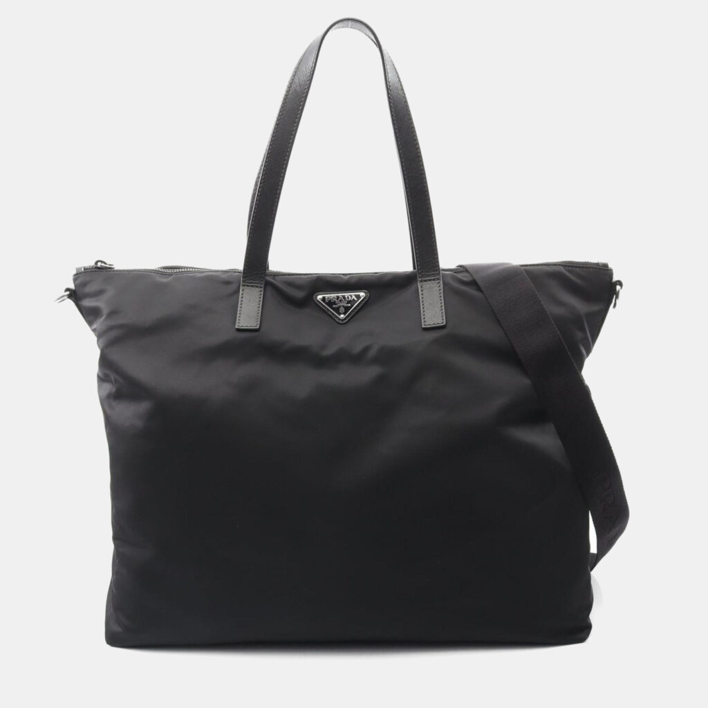 Prada Tote Bag In Nylon And Saffiano Leather Black Prada Tote Bag In Nylon And Saffiano Leather Black