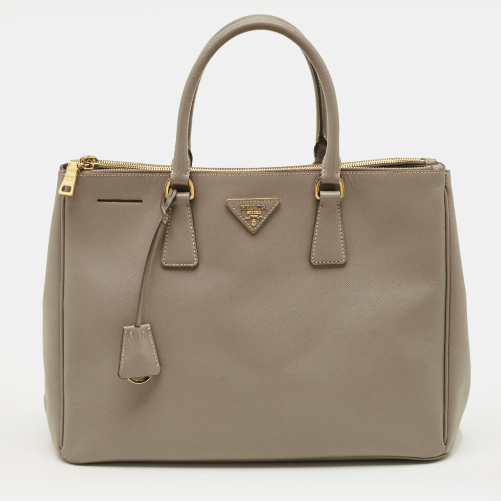 Prada Double Zip Large Grey Saffiano Leather Tote Prada Double Zip Large Grey Saffiano Leather Tote