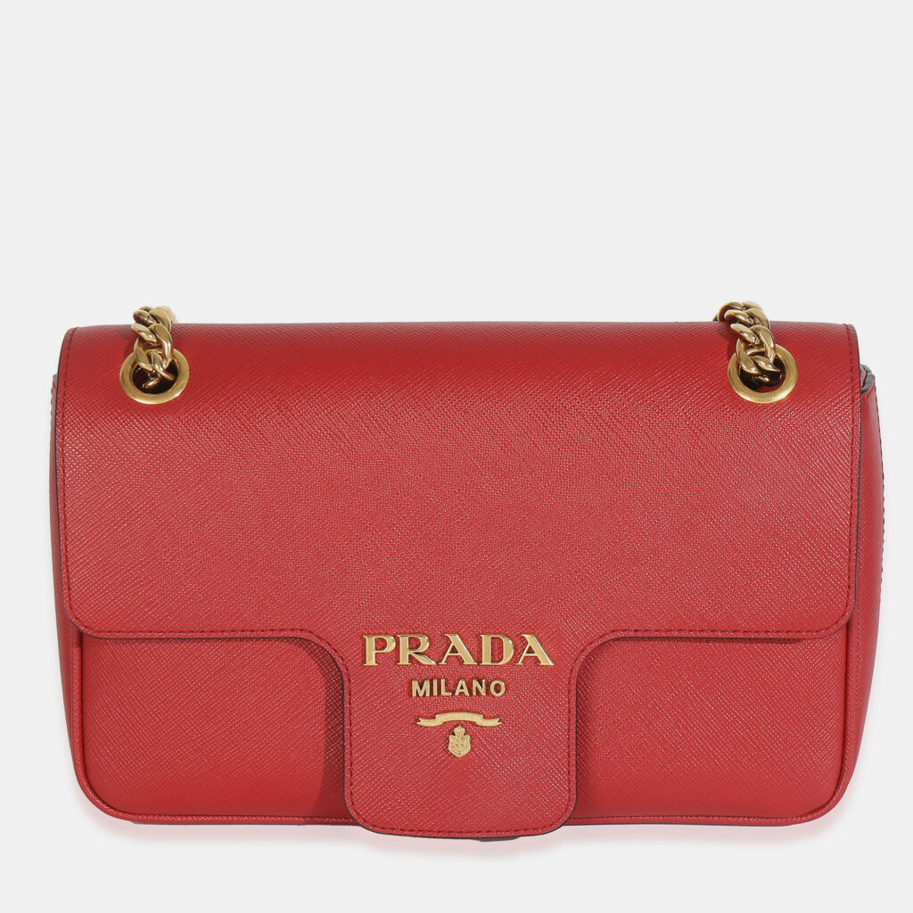 Prada Red Saffiano Pattina Flap Bag Prada Red Saffiano Pattina Flap Bag