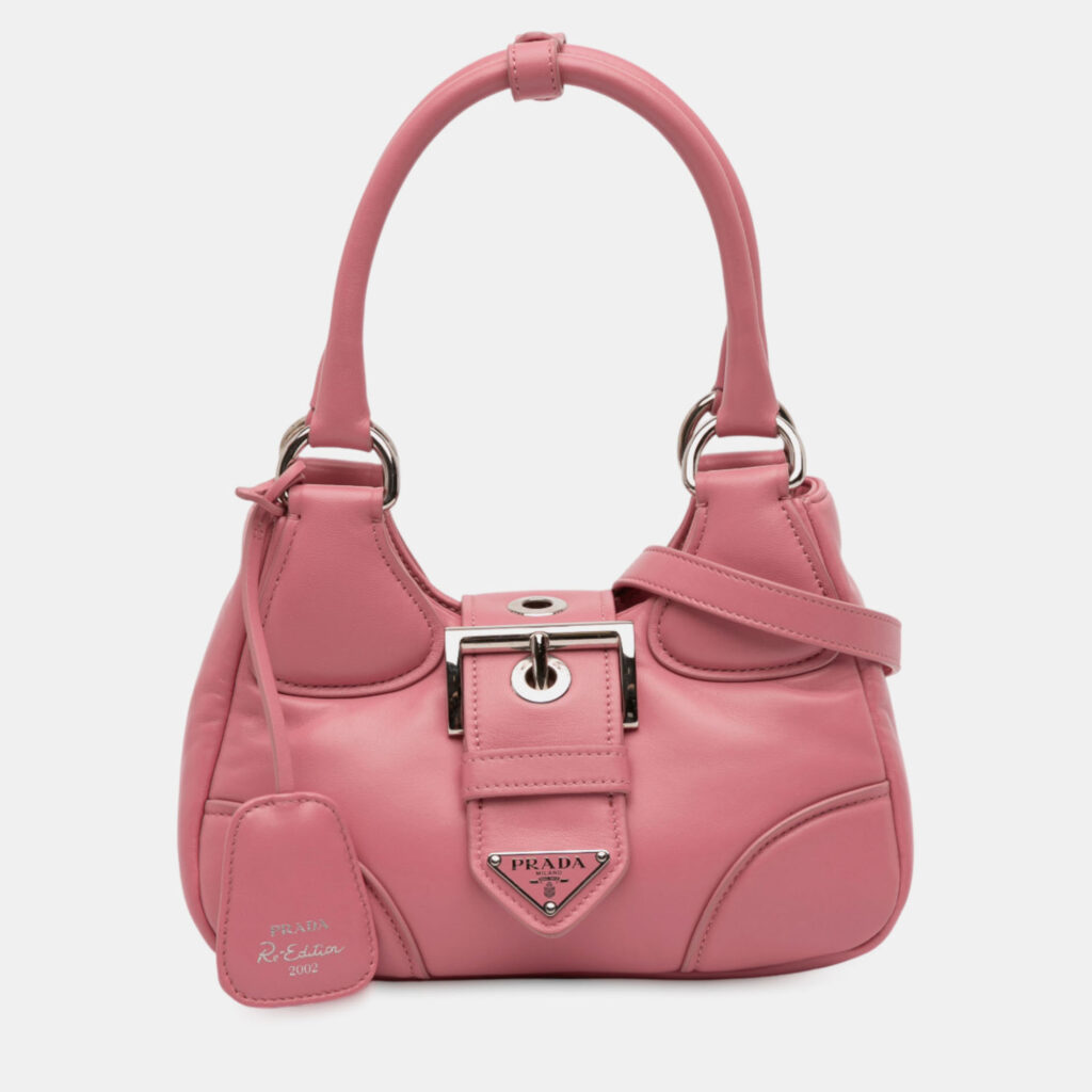 Prada Pink Nappa Soft Padded Re Edition 2002 Moon Satchel Prada Pink Nappa Soft Padded Re Edition 2002 Moon Satchel