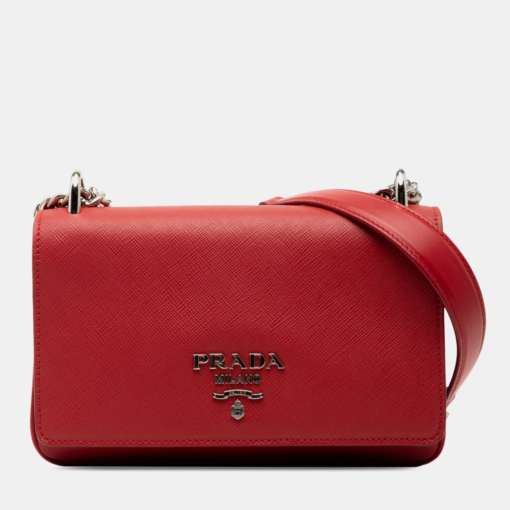 Prada Red Saffiano and City Calf Chain Crossbody Prada Red Saffiano and City Calf Chain Crossbody
