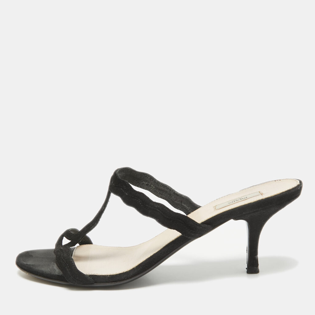 Prada Black Suede Slide Sandals Size 37 Prada Black Suede Slide Sandals Size 37