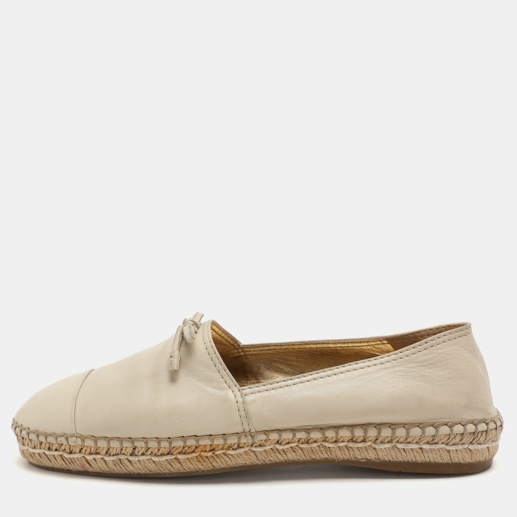 Prada Cream Leather Bow Espadrille Flats Size 38 Prada Cream Leather Bow Espadrille Flats Size 38