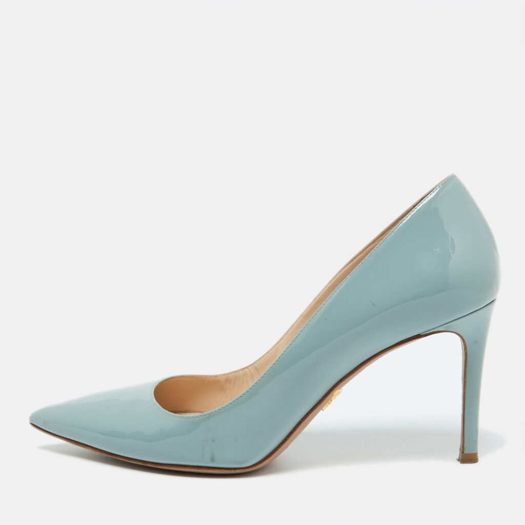 Prada Pastel Blue Patent Leather Pointed Toe Pumps Size 38.5 Prada Pastel Blue Patent Leather Pointed Toe Pumps Size 38.5