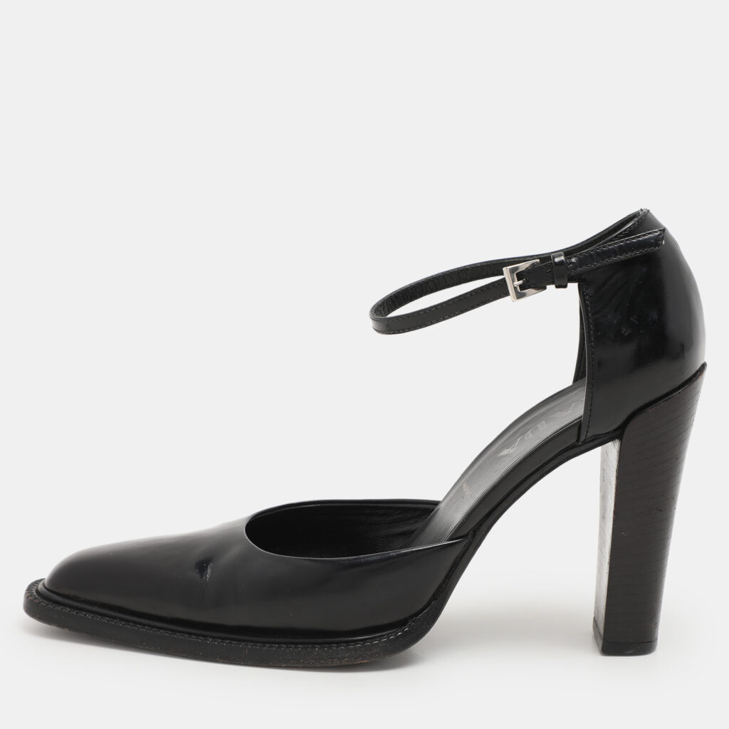 Prada Brown Leather D'orsay Ankle Strap Pumps Size 38