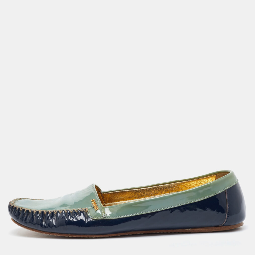 Prada Two Tone Blue Patent Leather Slip On Loafers Size 40 Prada Two Tone Blue Patent Leather Slip On Loafers Size 40
