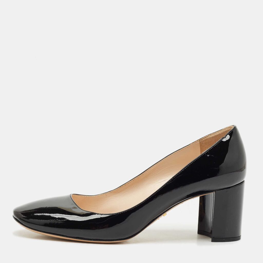 Prada Black Patent Leather Bow Block Heel Pumps Size 37.5 Prada Black Patent Leather Bow Block Heel Pumps Size 37.5
