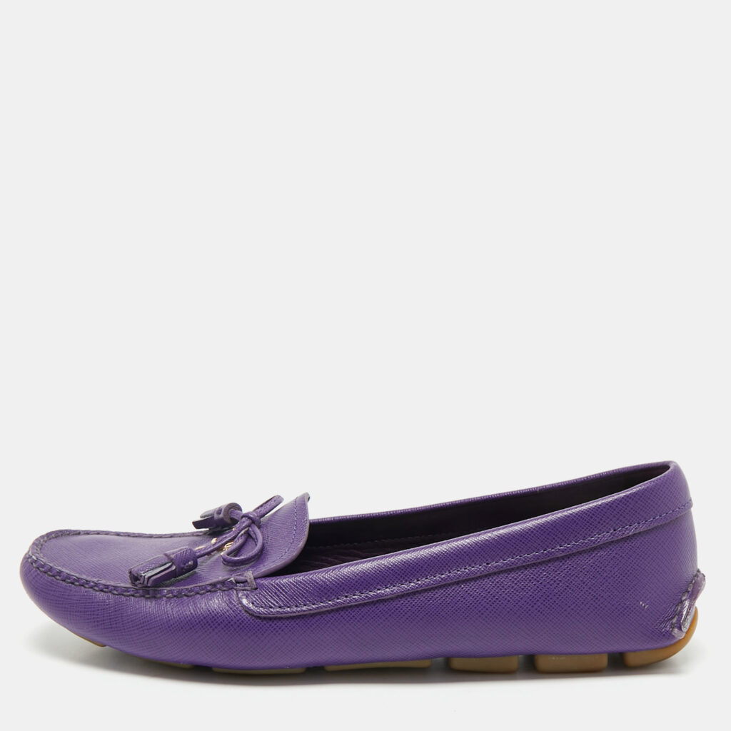 Prada Purple Saffiano Leather Slip On Loafers Size 38 Prada Purple Saffiano Leather Slip On Loafers Size 38