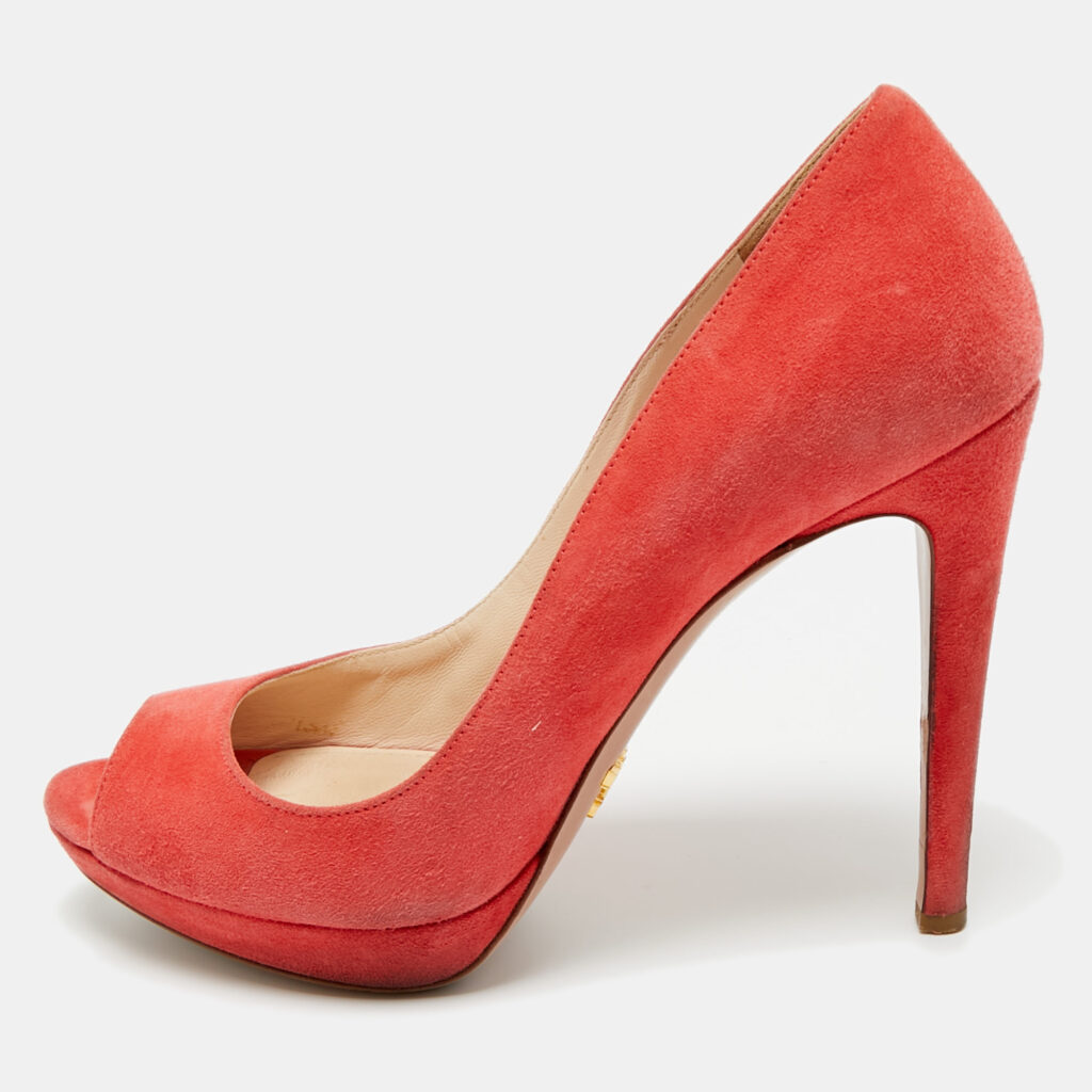 Prada Pink Suede Peep Toe Platform Pumps Size 36.5 Prada Pink Suede Peep Toe Platform Pumps Size 36.5