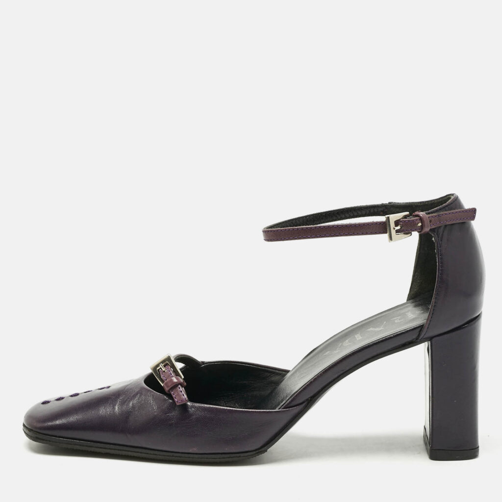 Prada Purple Leather Mary Jane Block Pumps Size 34.5 Prada Purple Leather Mary Jane Block Pumps Size 34.5