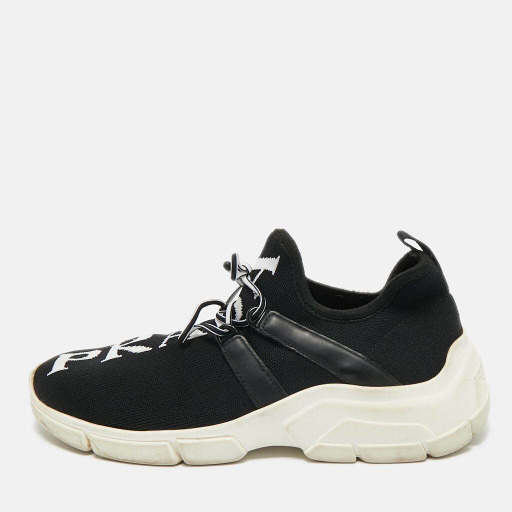Prada Black Fabric and Leather Trainer Lace Up Sneakers Size 36 Prada Black Fabric and Leather Trainer Lace Up Sneakers Size 36