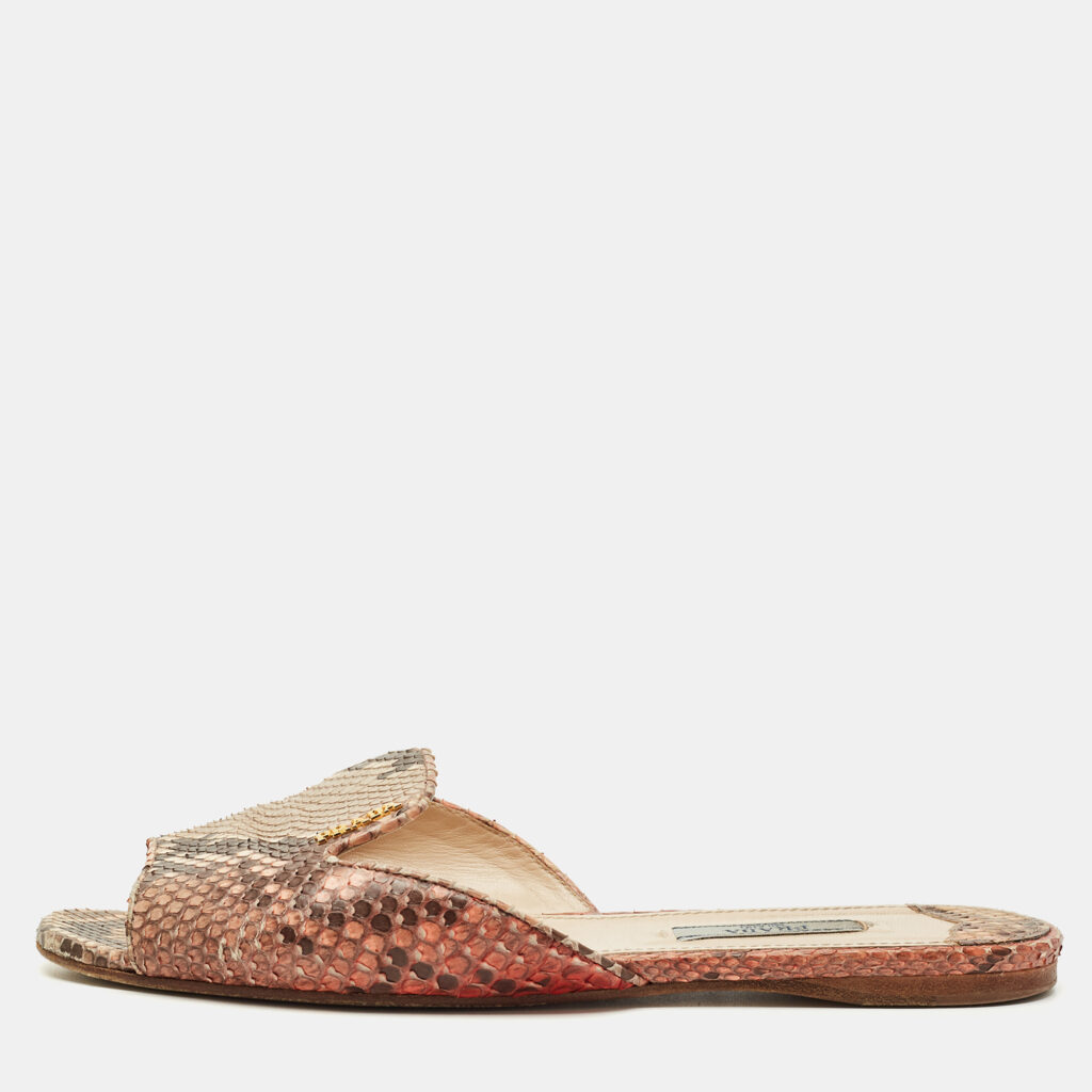 Prada Multicolor Python Leather Flats Slide Size 37.5 Prada Multicolor Python Leather Flats Slide Size 37.5