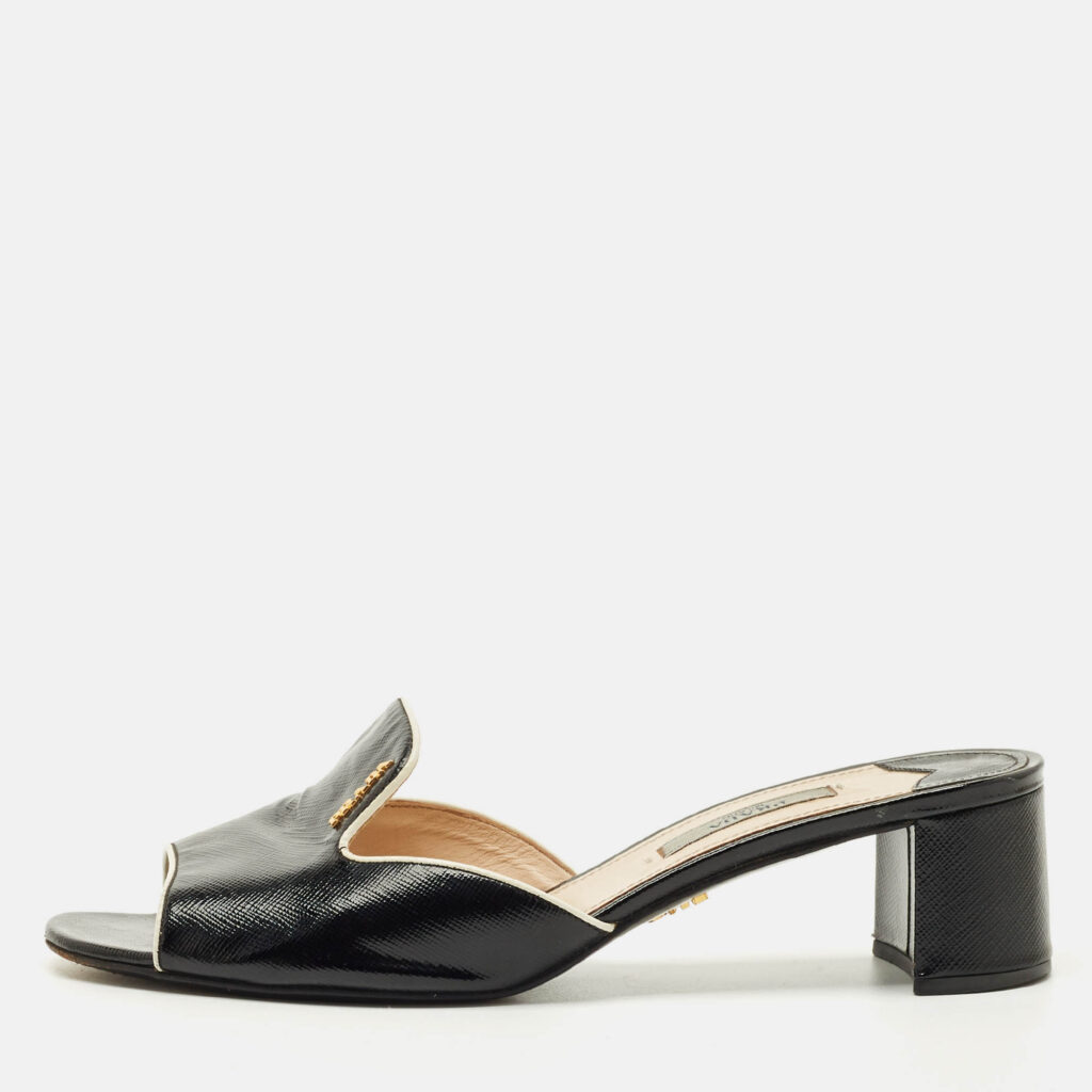 Prada Black Saffiano Leather Slide Sandals Size 38 Prada Black Saffiano Leather Slide Sandals Size 38