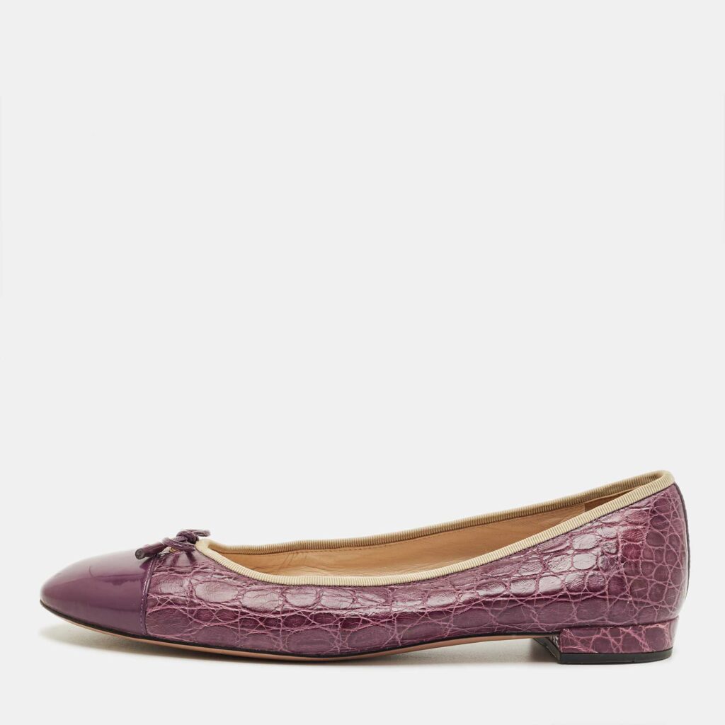 Prada Purple Alligator Leather and Patent Leather Ballet Flats Size 42 Prada Purple Alligator Leather and Patent Leather Ballet Flats Size 42