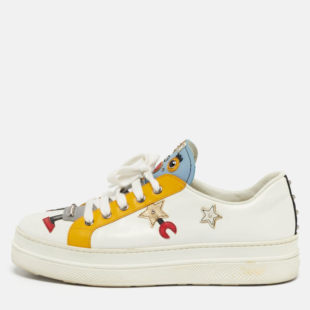 Prada Multicolor Leather Macro Low Top Sneakers Size 39.5 Prada Multicolor Leather Macro Low Top Sneakers Size 39.5