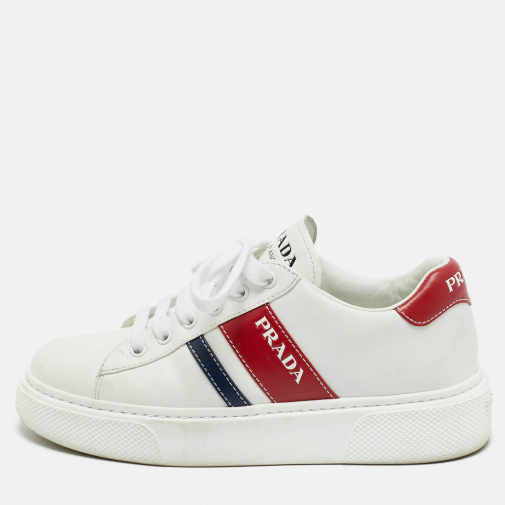 Prada White Leather Donna Lace Up Sneakers Size 37 Prada White Leather Donna Lace Up Sneakers Size 37