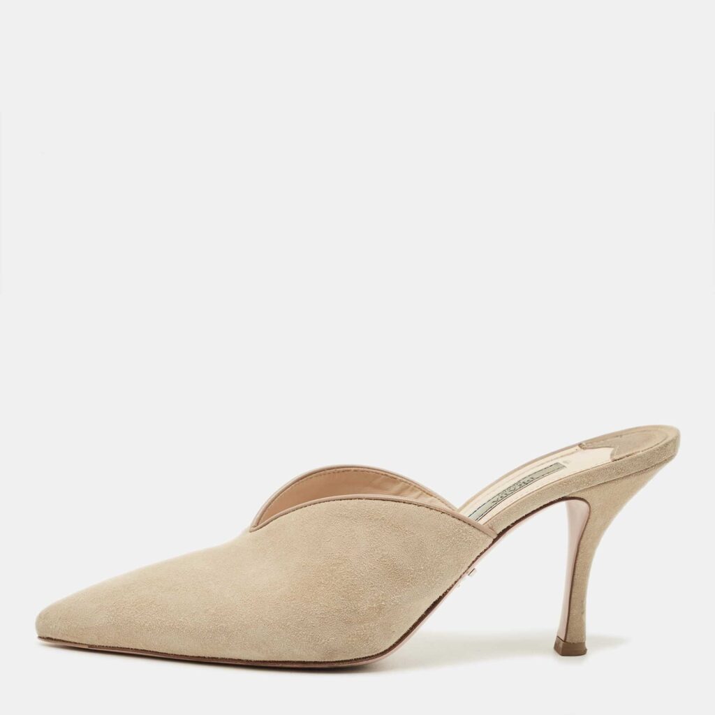 Prada Grey Suede Pointed Toe Mule Sandals Size 38 Prada Grey Suede Pointed Toe Mule Sandals Size 38