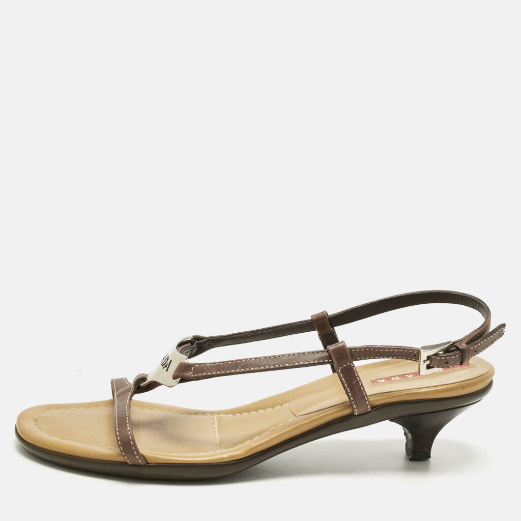 Prada Brown Leather Slingback Sandals Size 36.5 Prada Brown Leather Slingback Sandals Size 36.5
