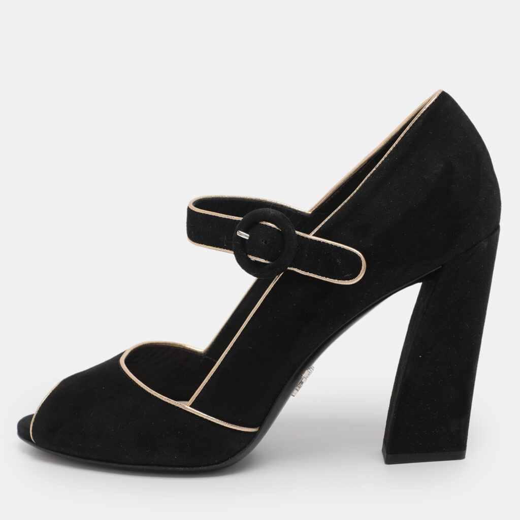 Prada Black Suede Mary Jane Pumps Size 38.5 Prada Black Suede Mary Jane Pumps Size 38.5
