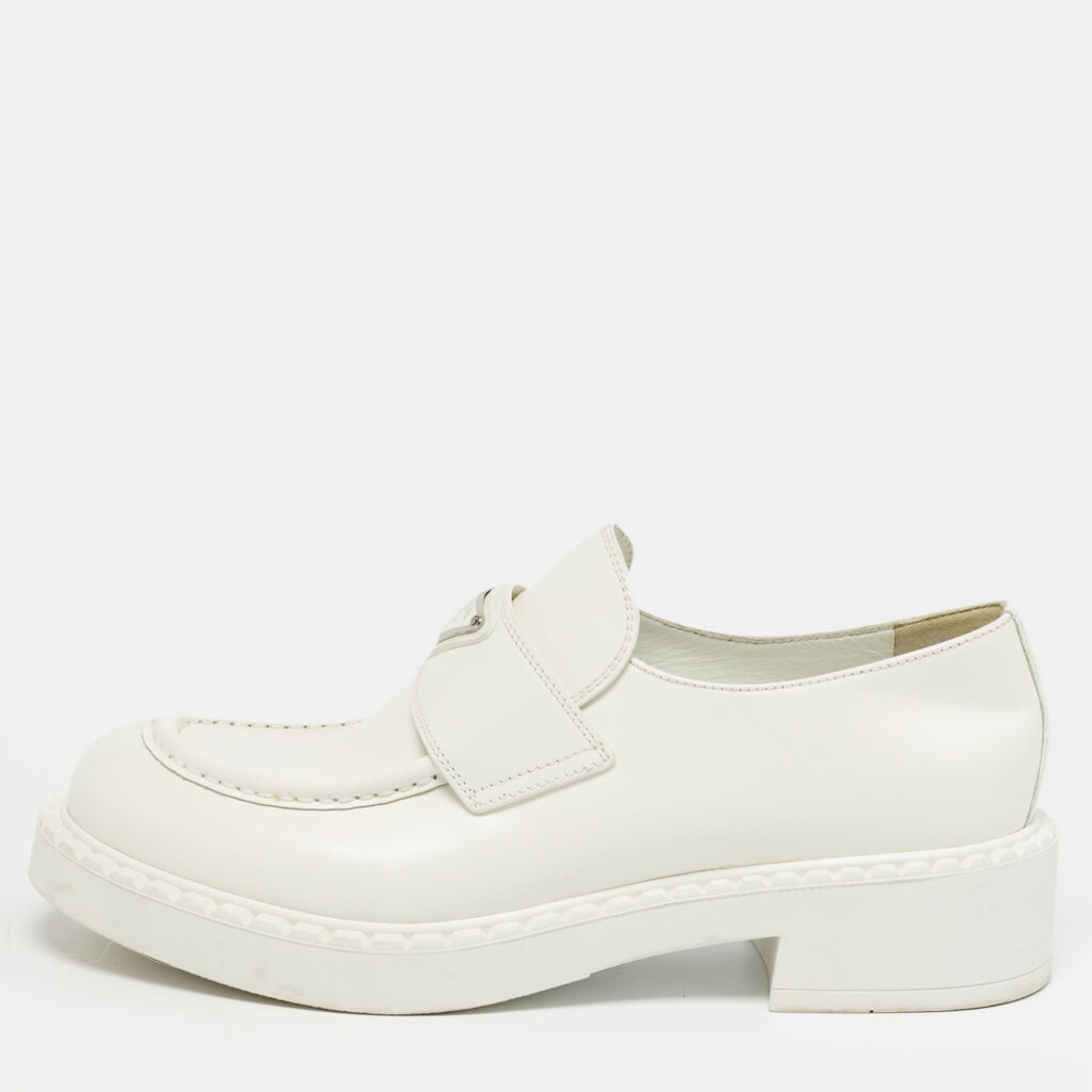 Prada White Leather Monolith Loafers Size 40 Prada White Leather Monolith Loafers Size 40