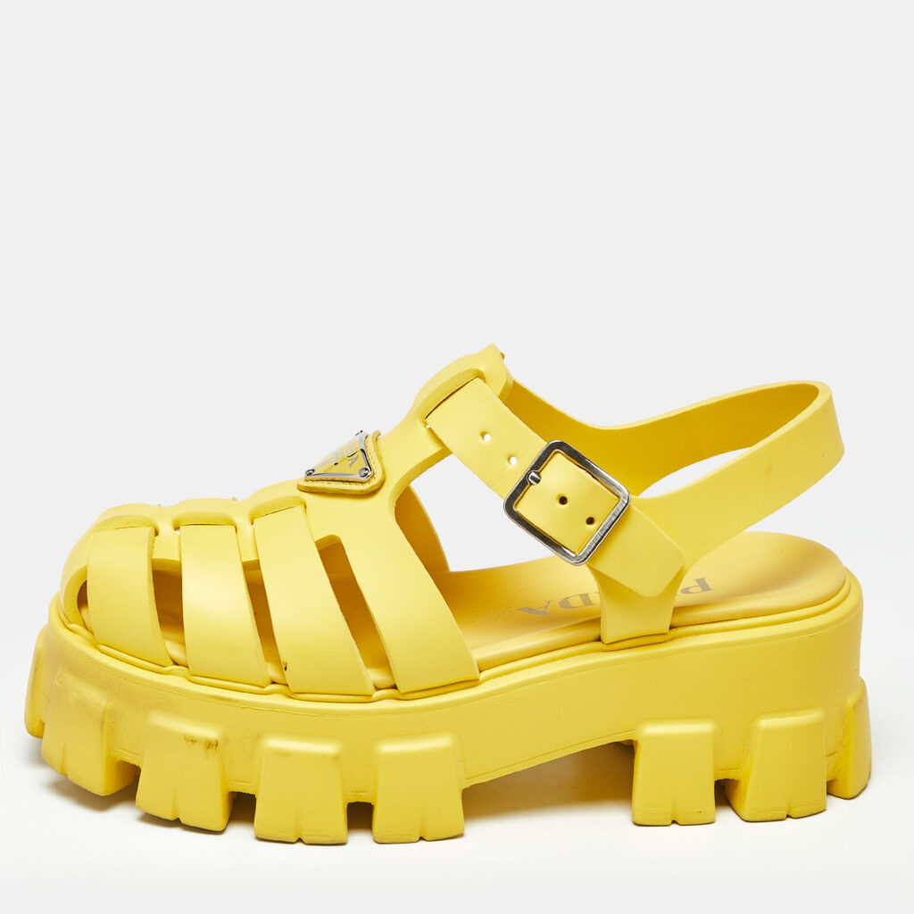 Prada Yellow Rubber Monolith Sandals Size 35 Prada Yellow Rubber Monolith Sandals Size 35