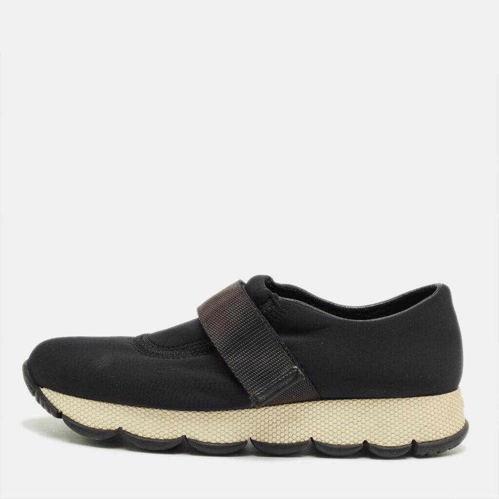 Prada Navy Blue Neoprene Velcro Sneakers Size 37 Prada Navy Blue Neoprene Velcro Sneakers Size 37