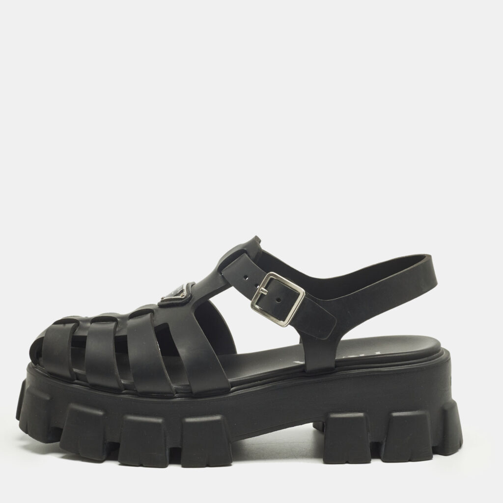 Prada Monolith Size 41 Black Rubber Platform Sandals Prada Monolith Size 41 Black Rubber Platform Sandals