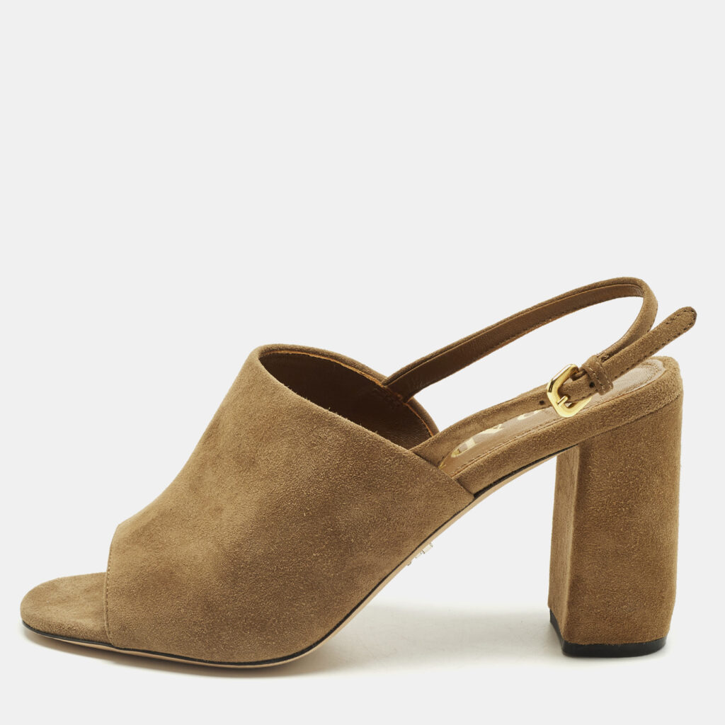 Prada Size 36 Brown Suede Slingback Pumps