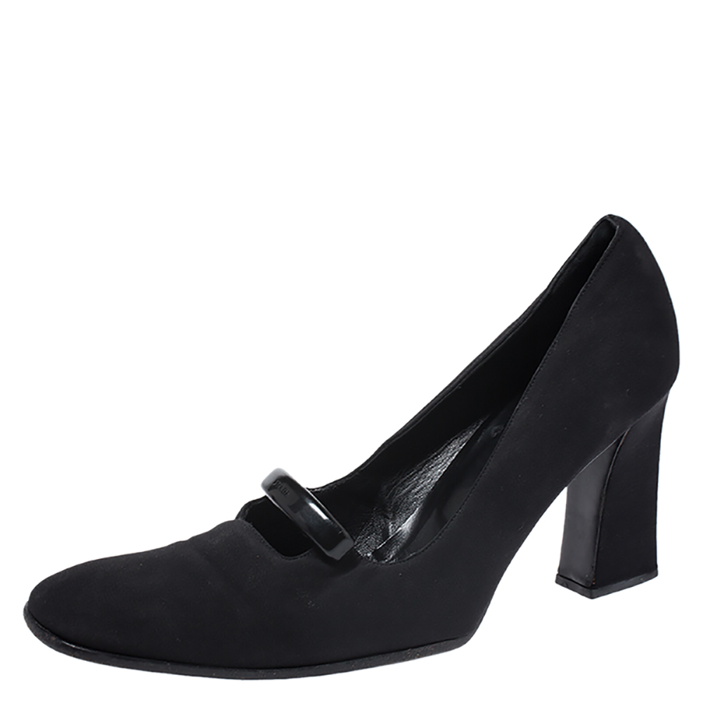 Prada Black Fabric Block Heel Pumps Size 40.5 Prada Black Fabric Block Heel Pumps Size 40.5