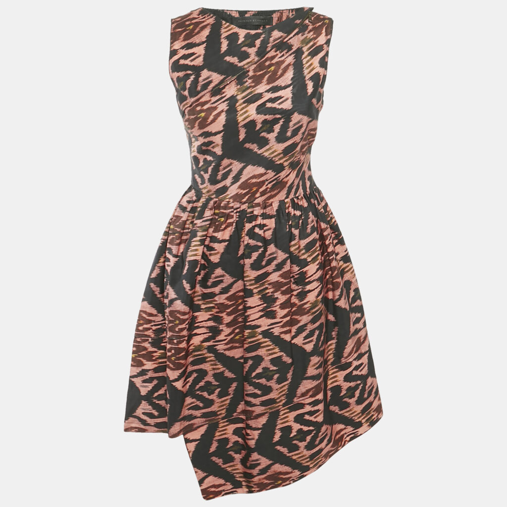 Proenza Schouler Black Printed Synthetic Asymmetric Midi Dress S Proenza Schouler Black Printed Synthetic Asymmetric Midi Dress S