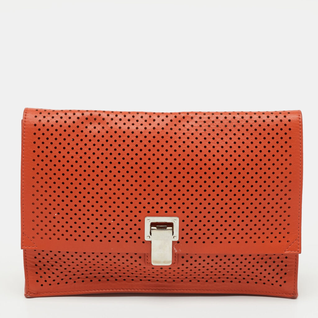 luxury-women-proenza-schouler-used-handbags-p1241353-015-1.jpg Proenza Schouler Orange Perforated Leather Flap Clutch