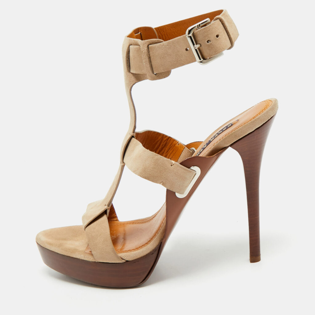 Ralph Lauren Collection Beige Suede Platform Sandals Size 39.5 Ralph Lauren Collection Beige Suede Platform Sandals Size 39.5