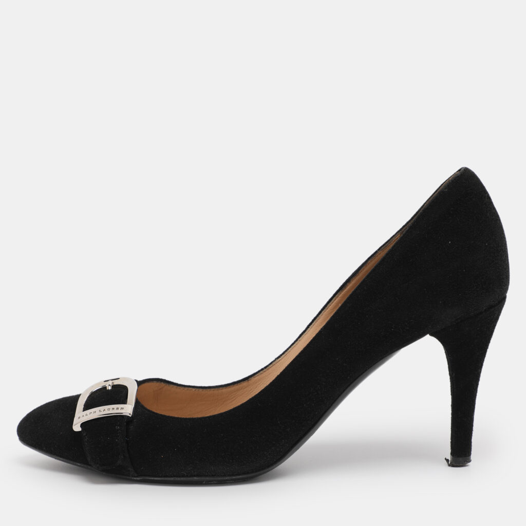 Ralph Lauren Collection Black Suede Buckle Pumps Size 38 Ralph Lauren Collection Black Suede Buckle Pumps Size 38