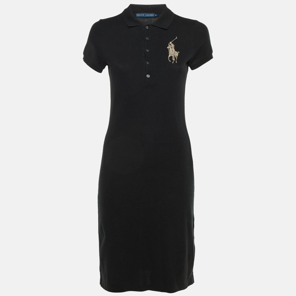 luxury-women-ralph-lauren-used-clothes-p1176355-001.jpg Ralph Lauren Black Cotton Embellished Logo Polo Dress S